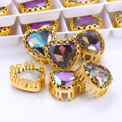 Ghost Light Maxi Heart Shape High-Quality Glass Sew-on Nest Hollow Claw Rhinestones WholesaleRhinestone