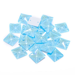 Electric Neon Aquamarine Square Shape High Quality Glass Sew-on Rhinestones WholesaleRhinestone