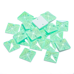 Electric Neon Greenwrap Square Shape High Quality Glass Sew-on Rhinestones WholesaleRhinestone