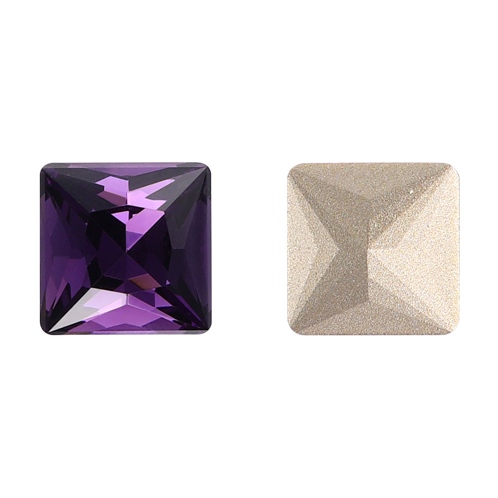 Amethyst Princess Square Shape High Quality Glass Pointed Back Fancy Rhinestones WholesaleRhinestone