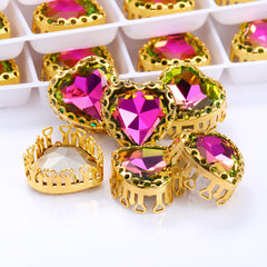 Vitrail Rose Maxi Heart Shape High-Quality Glass Sew-on Nest Hollow Claw Rhinestones WholesaleRhinestone