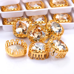 Golden Shadow Cushion Square Shape High-Quality Glass Sew-on Nest Hollow Claw Rhinestones WholesaleRhinestone