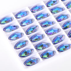 Light Sapphire Shimmer Navette Shape High Quality Glass Sew-on Rhinestones WholesaleRhinestone