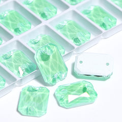 Electric Neon Greenwrap Octagon Shape High Quality Glass Sew-on Rhinestones WholesaleRhinestone