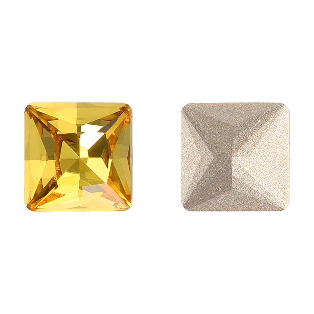 Light Topaz Princess Square Shape High Quality Glass Pointed Back Fancy Rhinestones WholesaleRhinestone