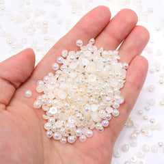 Ivory AB Resin Flat Back Pearls Multi Sizes WholesaleRhinestone