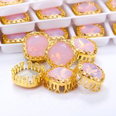 Rose Water Opal Cushion Square Shape High-Quality Glass Sew-on Nest Hollow Claw Rhinestones WholesaleRhinestone