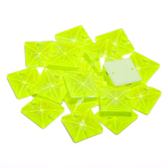 Electric Neon Jonquil Square Shape High Quality Glass Sew-on Rhinestones WholesaleRhinestone