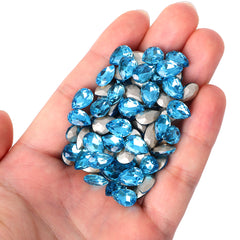 Aquamarina Forma de pêra Vidro apontado por strass chiques