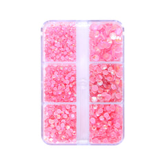 Mixed Sizes 6 Grid Box Mocha Shimmer Lt Pink Glass FlatBack Rhinestones For Nail Art WholesaleRhinestone