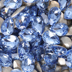 Lt Light Blue Pear Shape Glass Pointed Back Fancy Rhinestones WholesaleRhinestone
