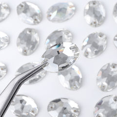 Silver Shade Oval Shape High Quality Glass Sew-on Rhinestones WholesaleRhinestone