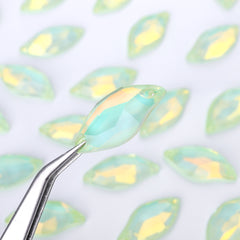 Light Azore AM Diamond Leaf Shape High Quality Glass Sew-on Rhinestones