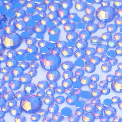 Mixed Sizes Mocha Opal Dk Blue Glass Flat Back Rhinestones For Nail Art WholesaleRhinestone