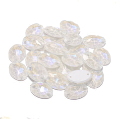Electric Neon White Oval Shape High Quality Glass Sew-on Rhinestones WholesaleRhinestone