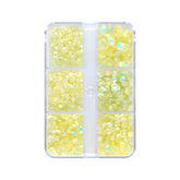 Mixed Sizes 6 Grid Box Mocha Opal Lt Yellow Glass FlatBack Rhinestones For Nail Art WholesaleRhinestone