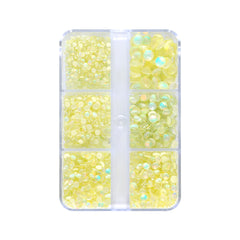 Mixed Sizes 6 Grid Box Mocha Opal Lt Yellow Glass FlatBack Rhinestones For Nail Art WholesaleRhinestone