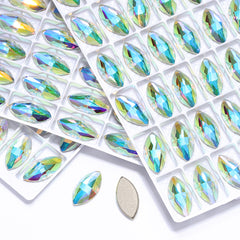 Crystal AB Navette Shape High Quality Glass Beveled Flat Back Rhinestones WholesaleRhinestone