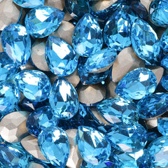 Aquamarina Forma de pêra Vidro apontado por strass chiques