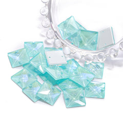 Electric Neon Light Azore Square Shape High Quality Glass Sew-on Rhinestones WholesaleRhinestone