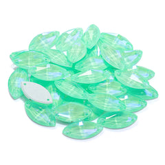 Electric Neon Greenwrap Navette Shape High Quality Glass Sew-on Rhinestones WholesaleRhinestone