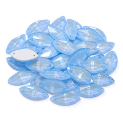 Electric Neon Light Blue Navette Shape High Quality Glass Sew-on Rhinestones WholesaleRhinestone