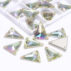 Slim Triangle Shape Luminous Green High Quality Glass Sew-on Rhinestones WholesaleRhinestone