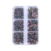 Mixed Sizes 6 Grid Box Mocha Opal Dk Gray Glass FlatBack Rhinestones For Nail Art WholesaleRhinestone