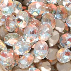 Cognac White Oval Shape Glass Pointed Back Fancy Rhinestones WholesaleRhinestone