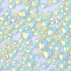 Mixed Sizes Mocha Opal Lt Yellow Glass Flat Back Rhinestones For Nail Art WholesaleRhinestone