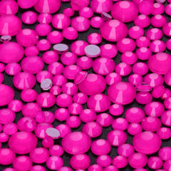 Mixed Sizes Neon Barbie Pink Glass Flat Back Rhinestones For Nail Art WholesaleRhinestone