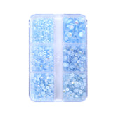 Mixed Sizes 6 Grid Box Mocha SS Light Blue Glass FlatBack Rhinestones For Nail Art WholesaleRhinestone