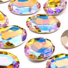 Paradise Shine Big Oval Shape High Quality Glass Pointed Back Fancy Rhinestones WholesaleRhinestone