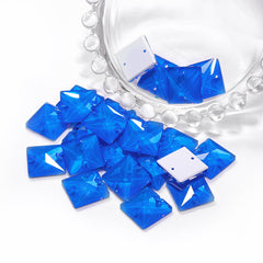 Electric Neon Blue Square Shape High Quality Glass Sew-on Rhinestones WholesaleRhinestone