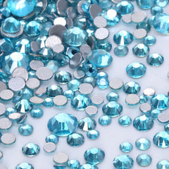 Mixed Sizes Star Aquamarine Glass FlatBack Rhinestones For Nail Art Silver Back WholesaleRhinestone