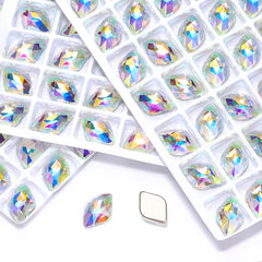 Crystal AB Lemon Shape High Quality Glass Beveled Flat Back Rhinestones WholesaleRhinestone