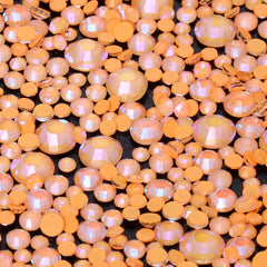 Mixed Sizes Neon Coral Orange AB Glass Flat Back Rhinestones For Nail Art WholesaleRhinestone
