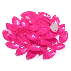 Electric Neon Fuchsia Navette Shape High Quality Glass Sew-on Rhinestones WholesaleRhinestone