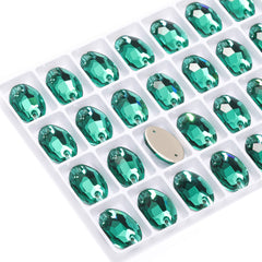 Emerald Oval Shape High Quality Glass Sew-on Rhinestones WholesaleRhinestone