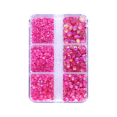 Mixed Sizes 6 Grid Box Mocha Opal Dk rose Glass FlatBack Rhinestones For Nail Art WholesaleRhinestone