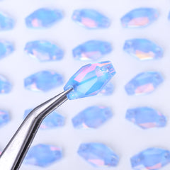 Light Sapphire AM Hexagon Shape High Quality Glass Sew-on Rhinestones WholesaleRhinestone