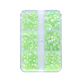 Mixed Sizes 6 Grid Box Mocha Opal Lt Green Glass FlatBack Rhinestones For Nail Art WholesaleRhinestone