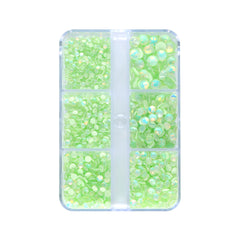 Mixed Sizes 6 Grid Box Mocha Opal Lt Green Glass FlatBack Rhinestones For Nail Art WholesaleRhinestone