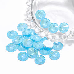 Electric Neon Aquamarine Rivoli Shape High Quality Glass Sew-on Rhinestones WholesaleRhinestone