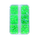 Mixed Sizes 6 Grid Box Mocha Shimmer Apple Green Glass FlatBack Rhinestones For Nail Art WholesaleRhinestone