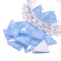 Electric Neon Light Blue Slim Triangle Shape High Quality Glass Sew-on Rhinestones