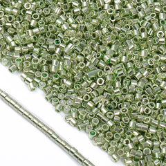 Metallic Light Green Luster Color Hight Quality Glass Cylinder Seed Beads 1.6 MM Size JS3008 WholesaleRhinestone