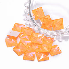 Electric Neon Sunflower Square Shape High Quality Glass Sew-on Rhinestones WholesaleRhinestone