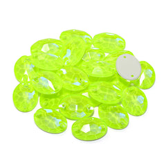 Electric Neon Jonquil Oval Shape High Quality Glass Sew-on Rhinestones WholesaleRhinestone