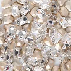 Crystal Thin Octagon Shape Glass Pointed Back Fancy Rhinestones WholesaleRhinestone